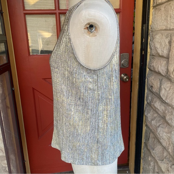 Moulinette Soeurs by Anthropologie shimmer silver gold festive tank top S - Picture 8 of 13